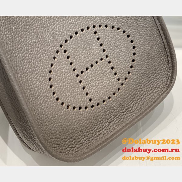 Hermes Mini Evelyne Handbags Replica Pewter Grey