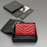 Saint Laurent CASSANDRE MATELASSE FRAGMENTS CARD CASE IN GRAIN LEATHER