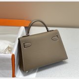 Replica Hermes Mini Kelly Epsom leather Elephant Gray Bags