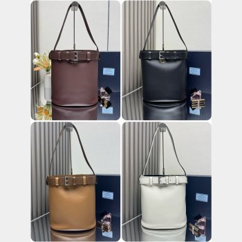 Prada Buckle leather bucket bag with belt 1BE085
