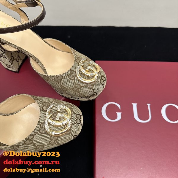 Women's Platform Pump With Double G Canvas
