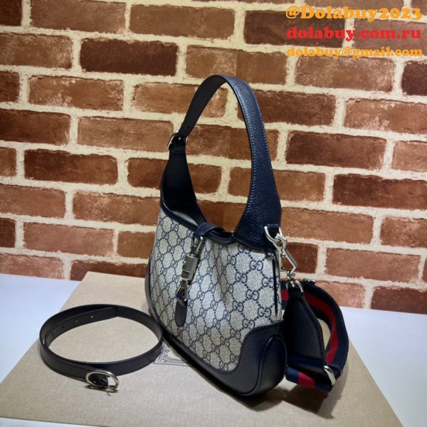 Gucci Wholesale Jackie 1961 small shoulder bag ‎678843 Beige and blue